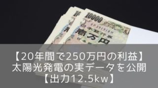 【20年間で250万円の利益】太陽光発電の実データを公開【出力12.5kw】