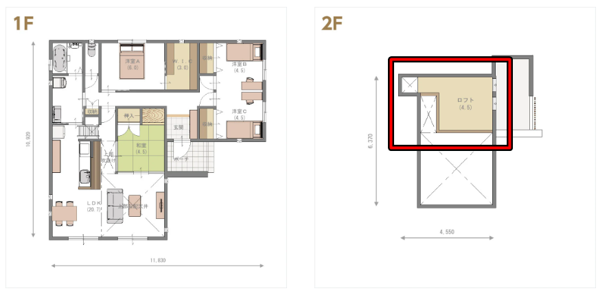 谷川建設さんの平屋「機能性と遊び心の平屋の家」の固定階段の4.5帖ロフトスペース