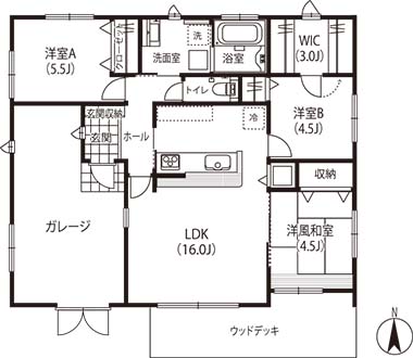 広島建設さんの平屋「セナリオハウス Plan 2」の間取り図