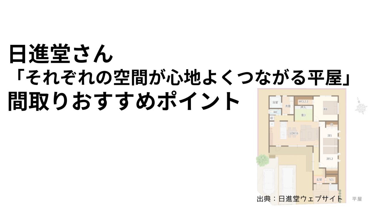 日進堂さんの「それぞれの空間が心地よくつながる平屋」間取りおすすめポイント【L字のウッドデッキ】