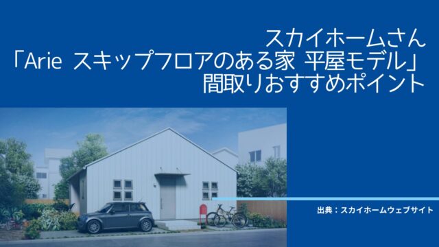 スカイホームさんの「Arie スキップフロアのある家 平屋モデル」間取りおすすめポイント【中央の収納庫＋スキップフロア】