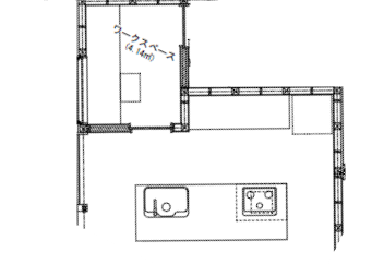 キッチン奥のワークスペース書斎の間取り