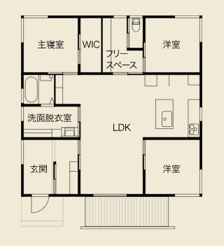 BEAHAUSさんの平屋「H-SERIES H1111」の間取り図