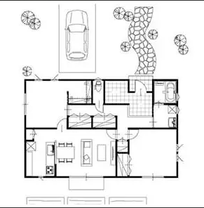 カクニシビルダーさんの「デザイナーズ平屋住宅」の間取り図