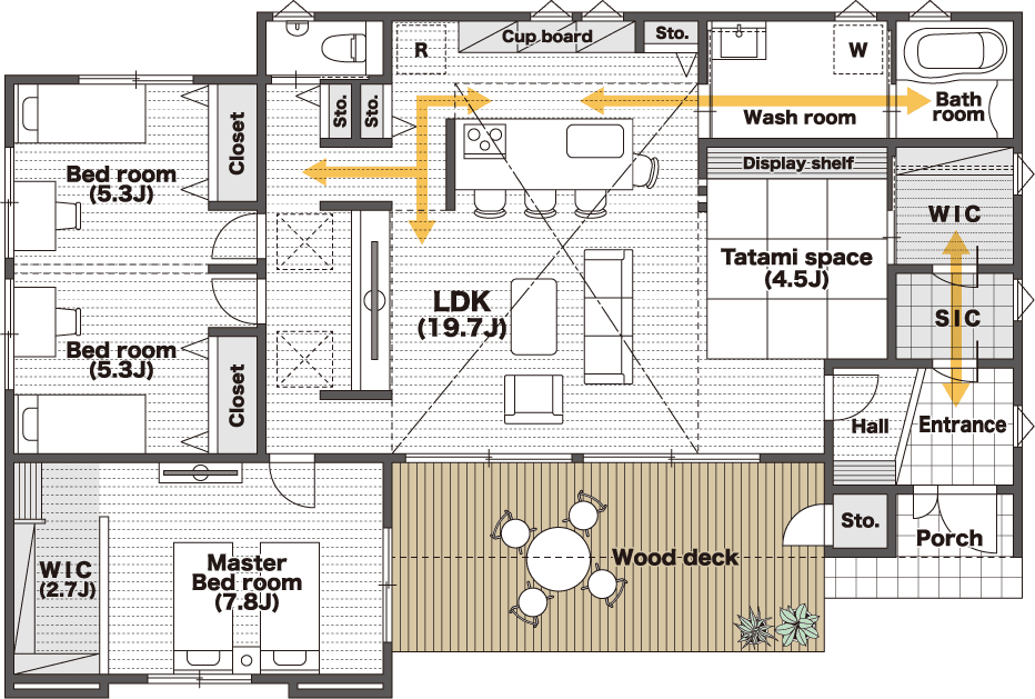 むぎくらさんの平屋「HM010」の間取り図