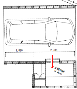 我が家の屋根付き駐車場の間取り図 