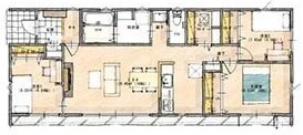 ヘルシーホームさんの「開放感のある勾配天井の平屋」の間取り図