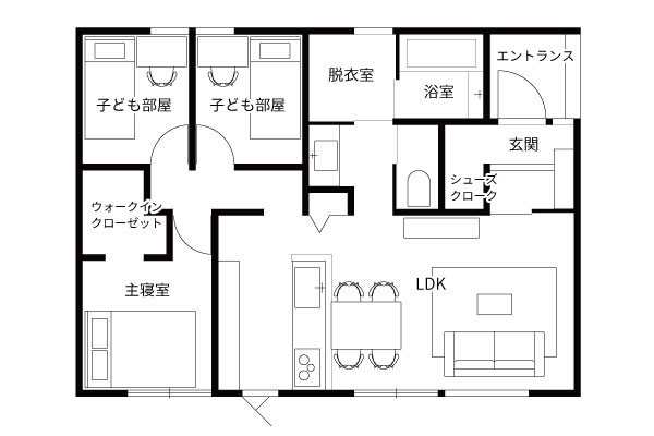 カスケホームさんの平屋 「イーブスオールインワン」の間取り図