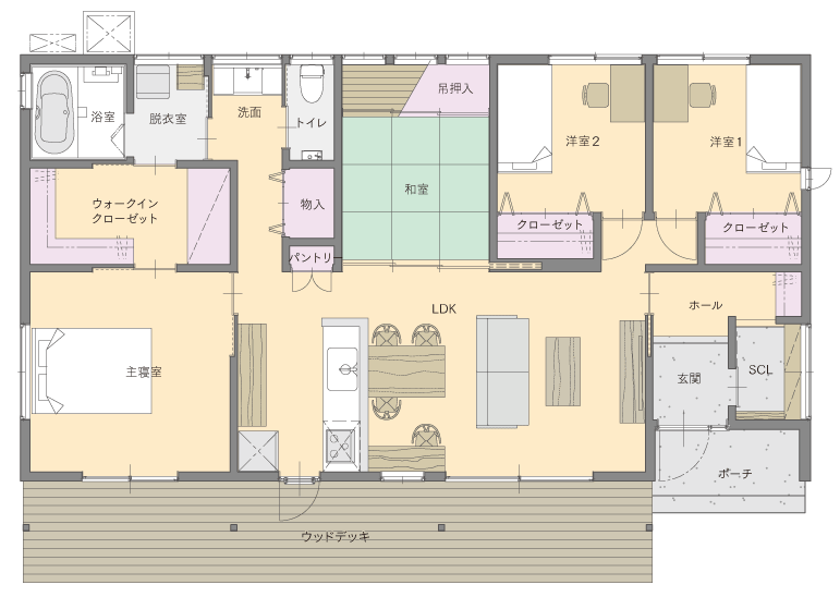【29坪】イチマルホームさんの平屋の間取り図