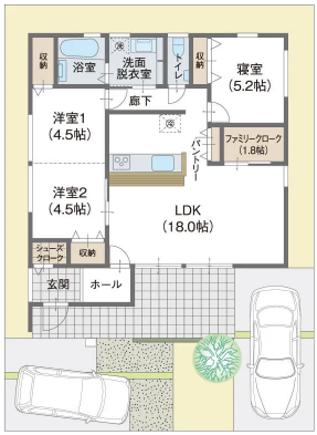 東亜ハウスさんの平屋の間取り図