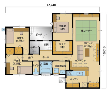 タカシンホームさんの平屋の間取り図