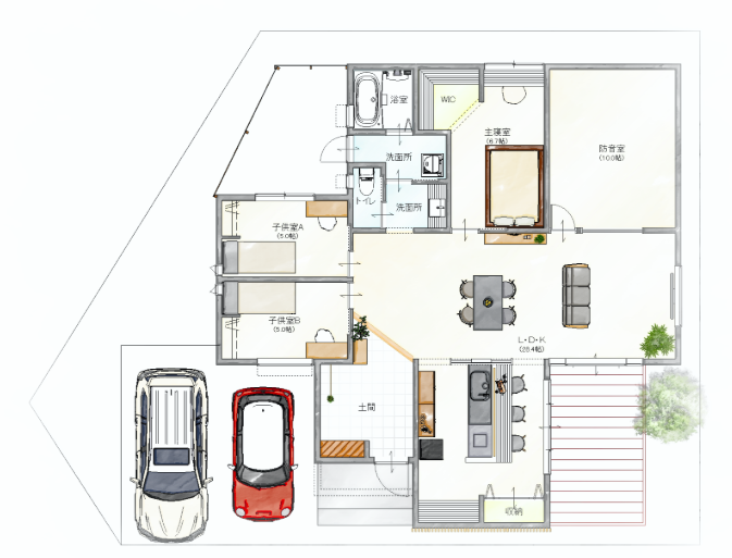 アトリエツバキ 一級建築士事務所さんの平屋の間取り図
