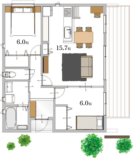泉北ホームさんの平屋の間取り図