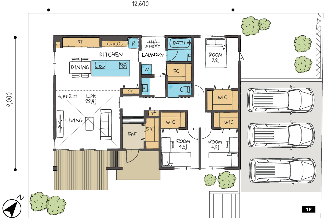 セセラの家さんの平屋の間取り図