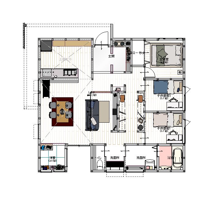 エイジングハウスさんの平屋の間取り図