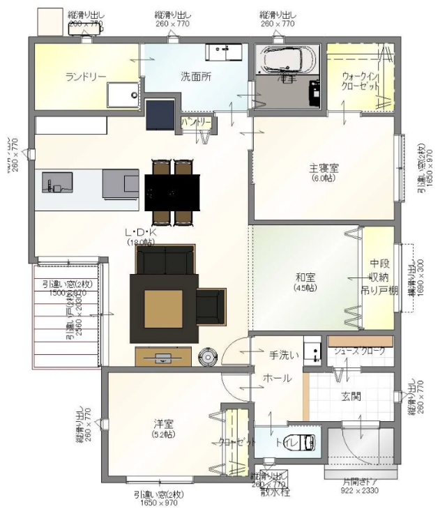 ももくりの家さんの平屋「プラン20」の間取り図