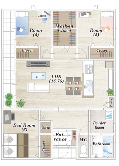 ヤマイチ・ハウジングさんの平屋の間取り