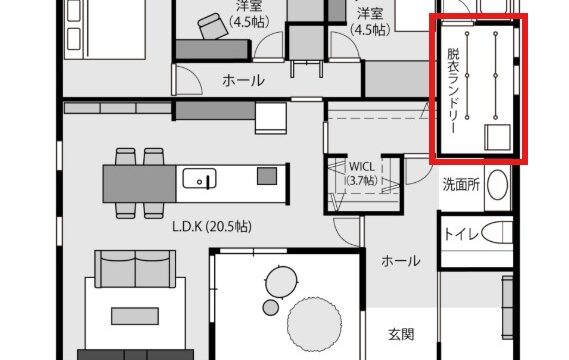 「洗面・脱衣の分離」と室内干し完結型の脱衣ランドリー